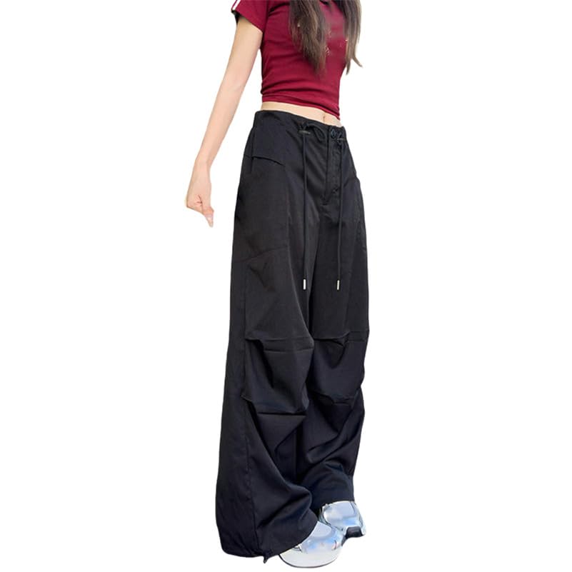 Pantalon cargo femme automne taille haute jambe large minceur