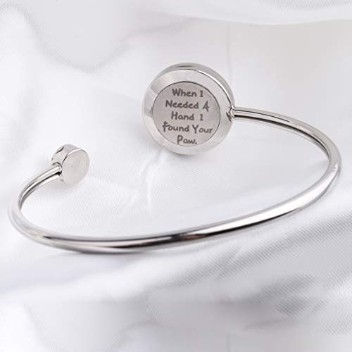 FEELMEM Dog Lover Gift Essential Oil Diffuser Bracelet Crystal Paw Print Charm Aromatherapy Locket Bracelet Engraving When I Needed A Hand I Found Your Paw3