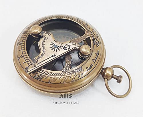 Brújula de Bolsillo de Latón Artesanal con Sundial miniatura 5