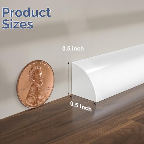 Flexible Quarter Round Molding - 158 Inch Peel and Stick Rubber Quarter Round Trim, Self-Adhesive Bathtub Edge Trim Molding, Suitable for Wall Edge, Floor Corner, Staircase Cabinet Edge (White) - Image 3