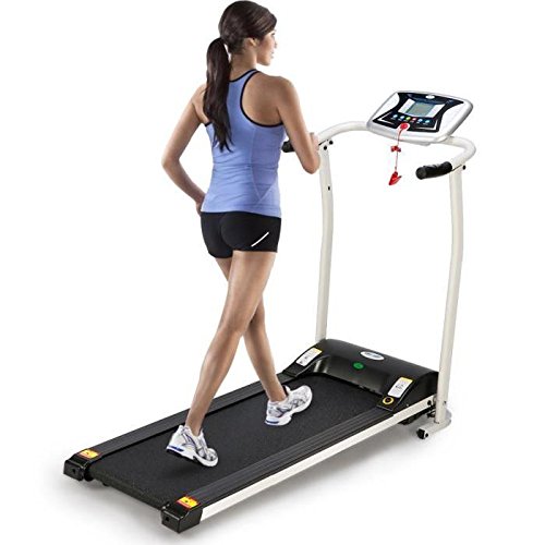 Lontek Tapis de Course Professionnel Pliable 10 km/h, 5 Pouces Écran LCD, Tapis de Marche Silencieux avec 12 programmes, Blanc