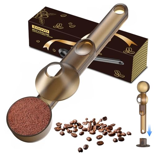 Image of Coffee Scoop with Funnel for Reusable K Cup, 2 TBSP Measuring Spoon | Mess-Free Funnel Design, Sliding Leveler for Precise 2 TBSP, Long Handle for Coffee, Protein Powder & Tea (1-Pack)