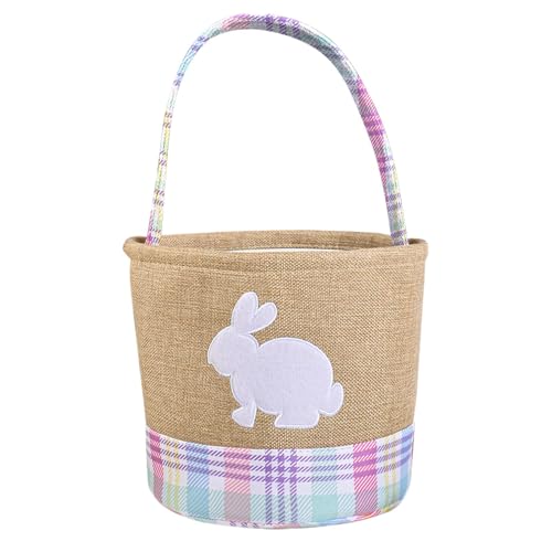 Cesta De Pascua Con Mango, Cesta De Pascua E-Vacía Única Para La Cesta De Pascua Para Niños, Bolsa De Organizador Infantil Para Niños, Decorada Con Conejitos Bordados, La Pascua Es Un Ces