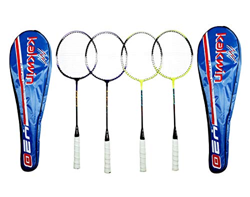 Image of Klapp Single Shaft Badminton Set - 4 Badminton Rackets with 10 Shuttlecock (with Net) - Multicolour