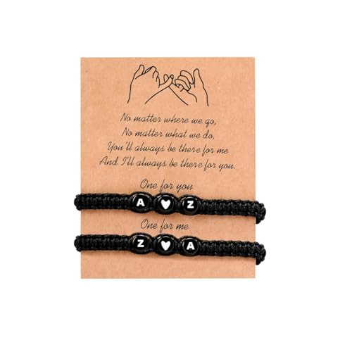 Custom Couple Matching Bracelets, Initial Letter, Couple Bracelets,Handmade Braided Adjustable Rope,Gifts for Boyfriend Girlfriend,Valentines & Anniversary Day Couple Gift,2pcs