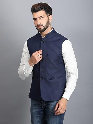 Image of Ethluxis Men's Designer Solid Nehru Jacket /Waist Coat /Bandhgala