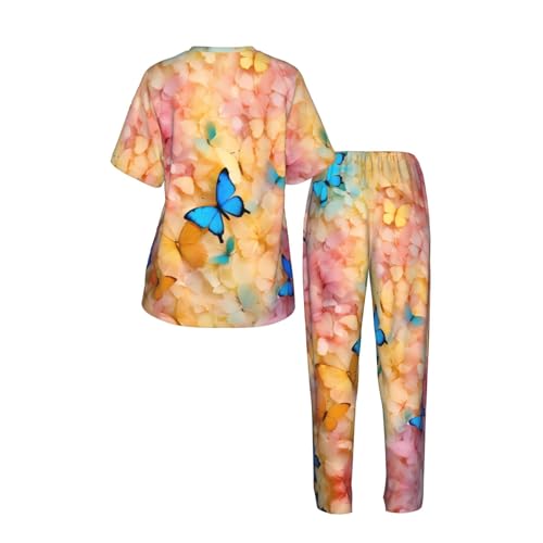 Ensemble de pyjama doux imprimé papillon nuit détente