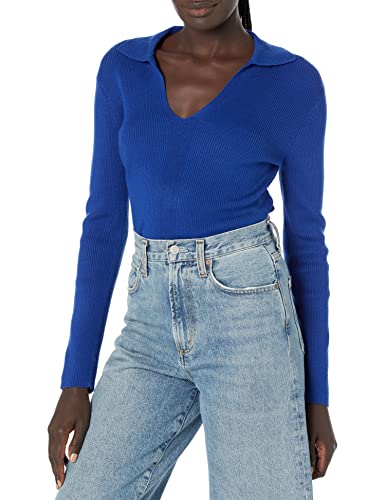Image of Calvin Klein Women's Johnny Collar V Neck Lightweight Long Sleeve Comfortable Sweater