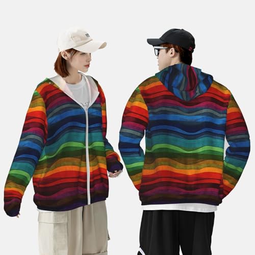 UPF 50+ Rainbow Sun Protection Hoodie Full Zip Long Sleeve Lightweight Hoodie Jacket Rash Guard Shirts 5