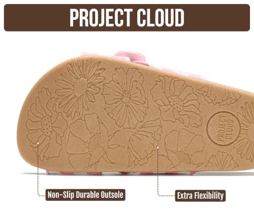 Image of Project Cloud Girls Sandals - Adjustable Buckle Girls Slides with Plush and Soft Insole Kids Sandals - Non-Slip and Lightweight Slides for Kids