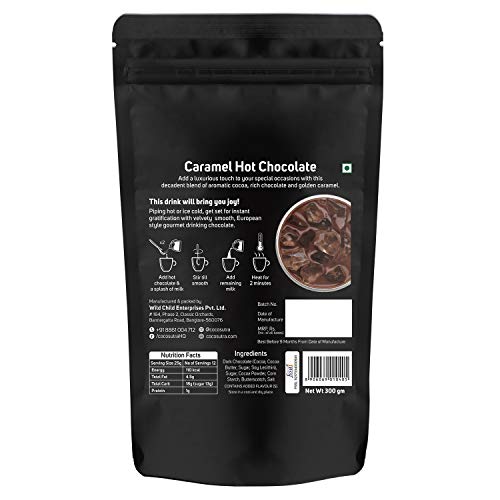 Image of COCOSUTRA Caramel Hot Chocolate Mix | Enjoy hot or cold | 300 g | Gluten Free Drinking Chocolate Powder | No Preservatives | Ready in 2 Minutes | Serves 15 Cups
