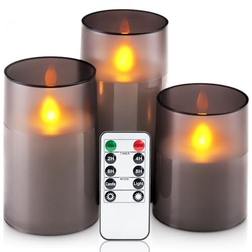 Homemory Wasserdicht Outdoor Flackernde Flammenlose Kerzen mit Realistischer Tanzender Flamme, LED-Kerzen, Batteriebetriebene Kerzen mit Fernbedienung und Zeitschaltuhr