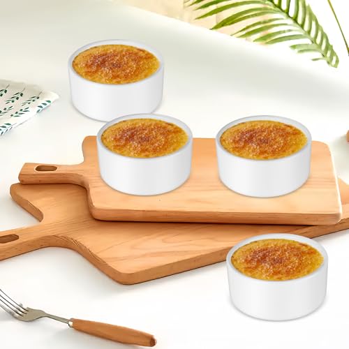 Porcelain Ramekins Set of 6,100ml White Ceramic Creme Brulee Ramekins,Souffle Dish Small Oven Dish for Air Fryer Ramekin Dishes for Souffle,Cupcakes,Pudding and Ice Cream - Image 5