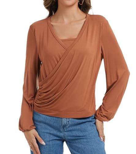 Sosolism V-Ausschnitt Stilltop mit Laternenärmeln Still...