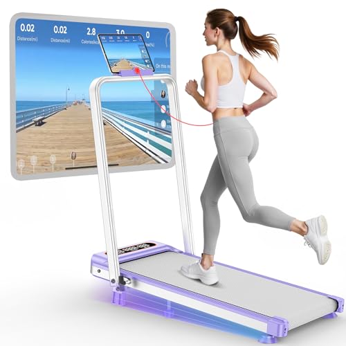 Walking Pad with 10% Incline & Handle Bar, Low Noise Walking Pad Treadmill for Home Small, Trisomy Upgrade 3.5HP Treadmill with Incline, 4 in 1 Portable Compact Walking Pad with Incline/APP 350lbs