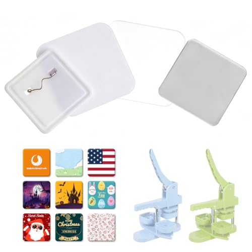 Image of BEAMNOVA 100 Sets of Square Button Maker Supplies, 50 * 50mm, 2 * 2 inch