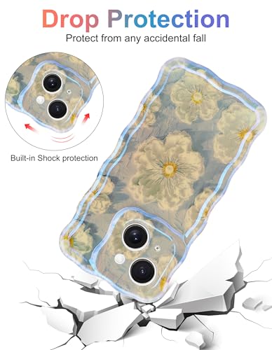 Coque iPhone 14 Plus fleur bleue pour un style rétro en terrasse - 5