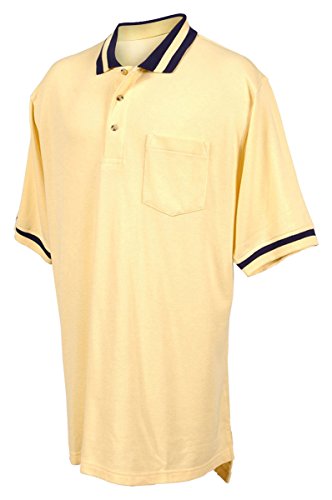 Tri-mountain 60/40 pique pocketed golf shirt with trim. - SUNFLOWER / NAVY - 6XLT