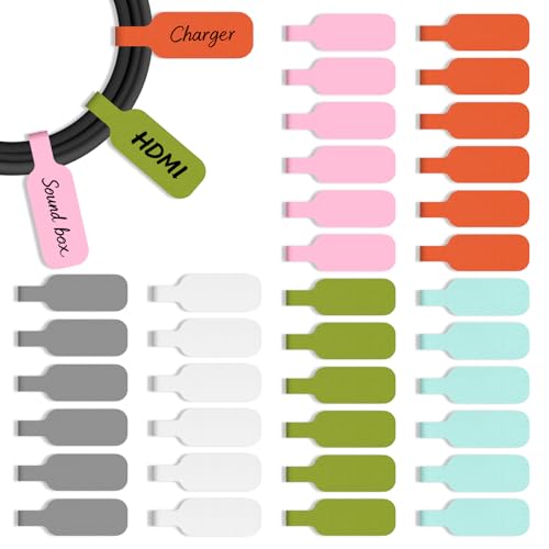 2.28 Inch Large Write-On All-Purpose Cable Labels, 6-Color 36 Pack Self-Adhesive Cord Labels Tags for Office Organization, Wire Identification, Document Marking & Multi-Purpose Daily Use