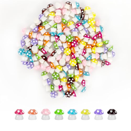 SAVOSPATU 120 Pcs Mini Resin Mushroom 8 Colors Mini Mushroom Figurines for Fairy Garden Mushrooms Micro Fairy Garden Landscape Aquarium