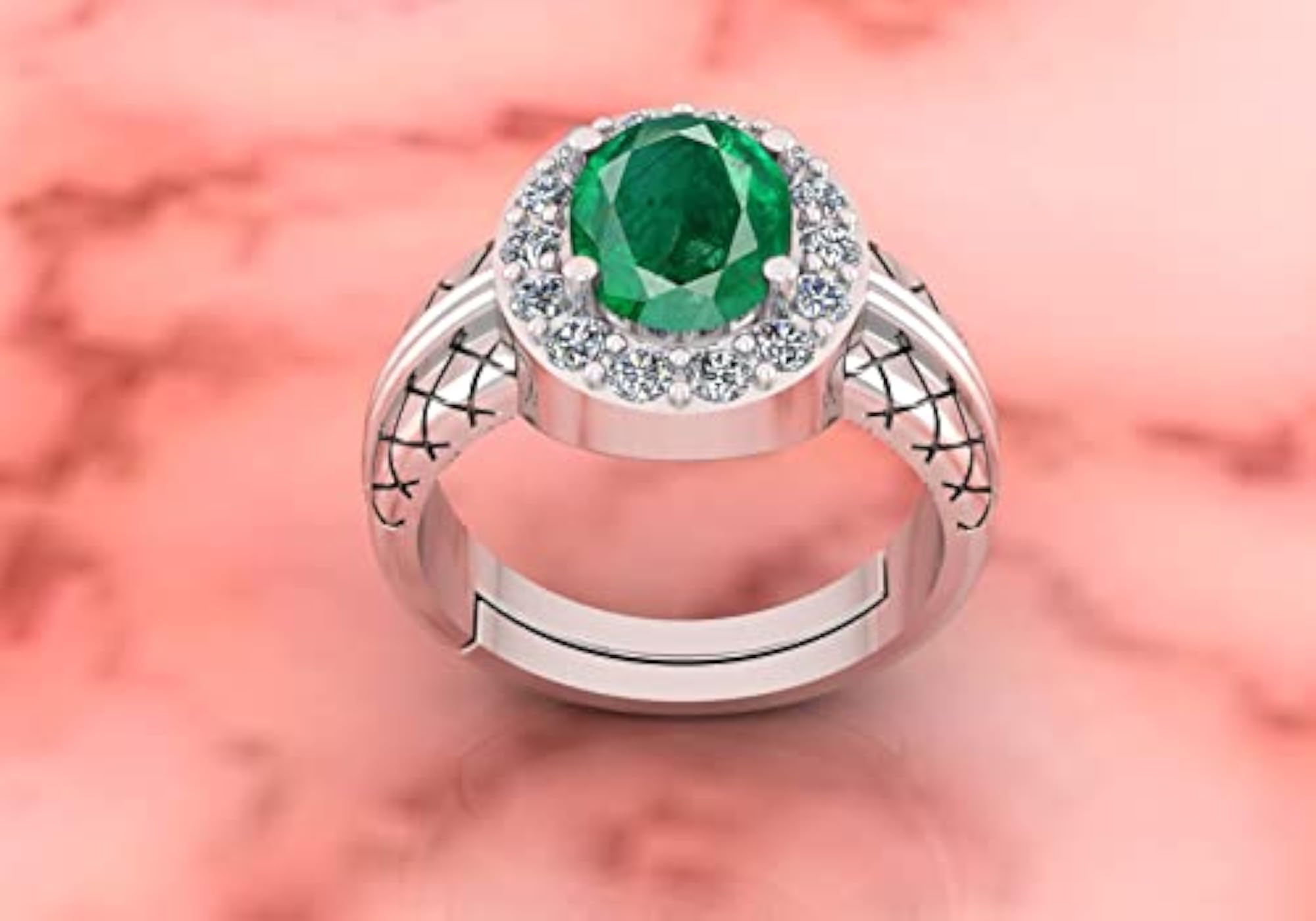 Certified Emerald Green Adjustable Ring, 6.00 Ratti