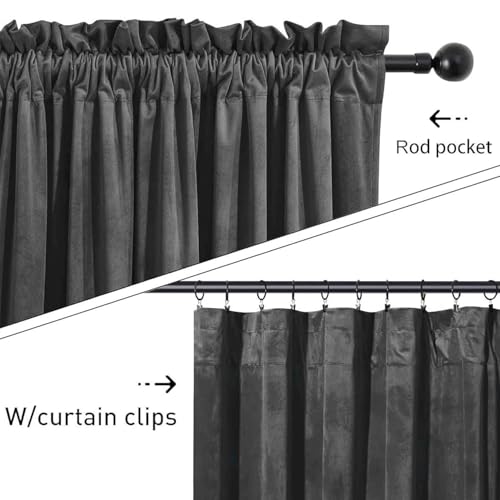 SMILETIME Dark Grey 120 in Long Velvet Curtains with Rod Pocket, Super Soft Privacy Noise Reducing Light-Filtering Velvet Drapes for Living Room Bedroom, 2 Panels, 52 x 120 inches by SMILETIME - Used condition - Image 3
