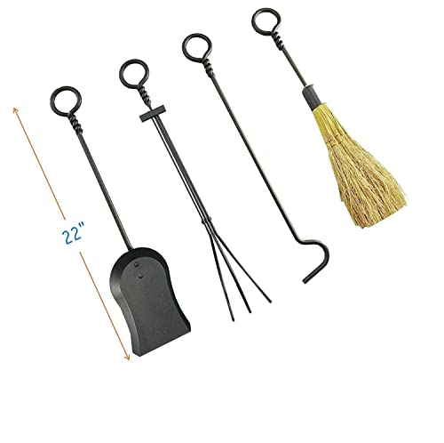 Lizh Metalwork® Fireplace Log Holder With Fireplace Tools, Wrought Iron Indoor Stove Accessories Firewood Rack Holder Lumber Storage Stacking Log Holder Log Bin With Tongs Shovel Poker And Brush #TOP4