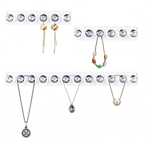 Baoswi Colgadores de collar de acrílico para colgar en la pared, organizador de joyas con ganchos en forma de diamante, ganchos para joyas (1 paquete de 12 diamantes + 2 unidades de 6 diamantes) Cover