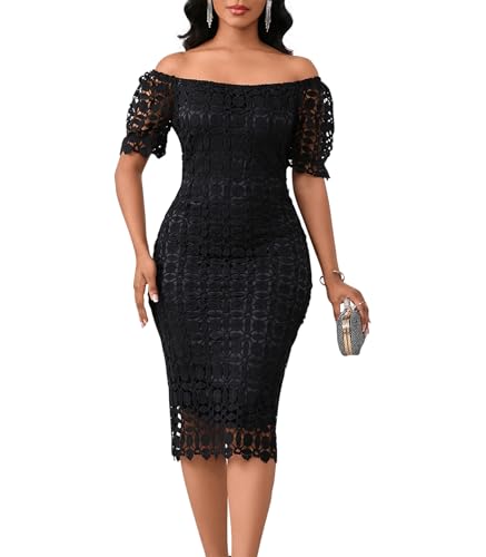 Amazon.com: Cololura Women Elegant Floral Lace Mesh Short Sleeve Formal  Evening Gown Party Bodycon Pencil Dress : Clothing, Shoes & Jewelry