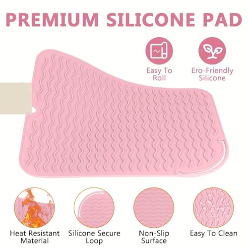 Set de 2 piezas tapete resistente al calor de silicona para herramientas de cabello - Estuche antideslizante para planchas y rizadores (Color 3) miniatura 2