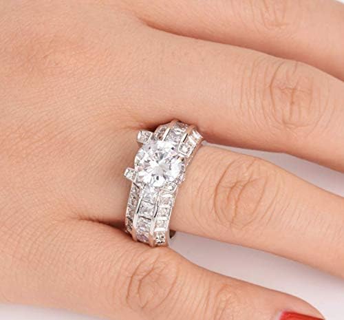 Yuren Fashion Ring,White Topaz Cubic Zirconia CZ Diamond Elegant Eternity Engagement Wedding Band Ring Size 6-10 (Size 8) - Image 5