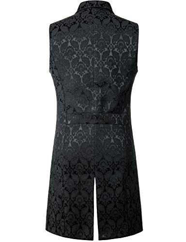 ZEROYAA Mens Gothic Steampunk Double Breasted Jacquard Brocade Vest Waistcoat Sleeveless Tailcoat2