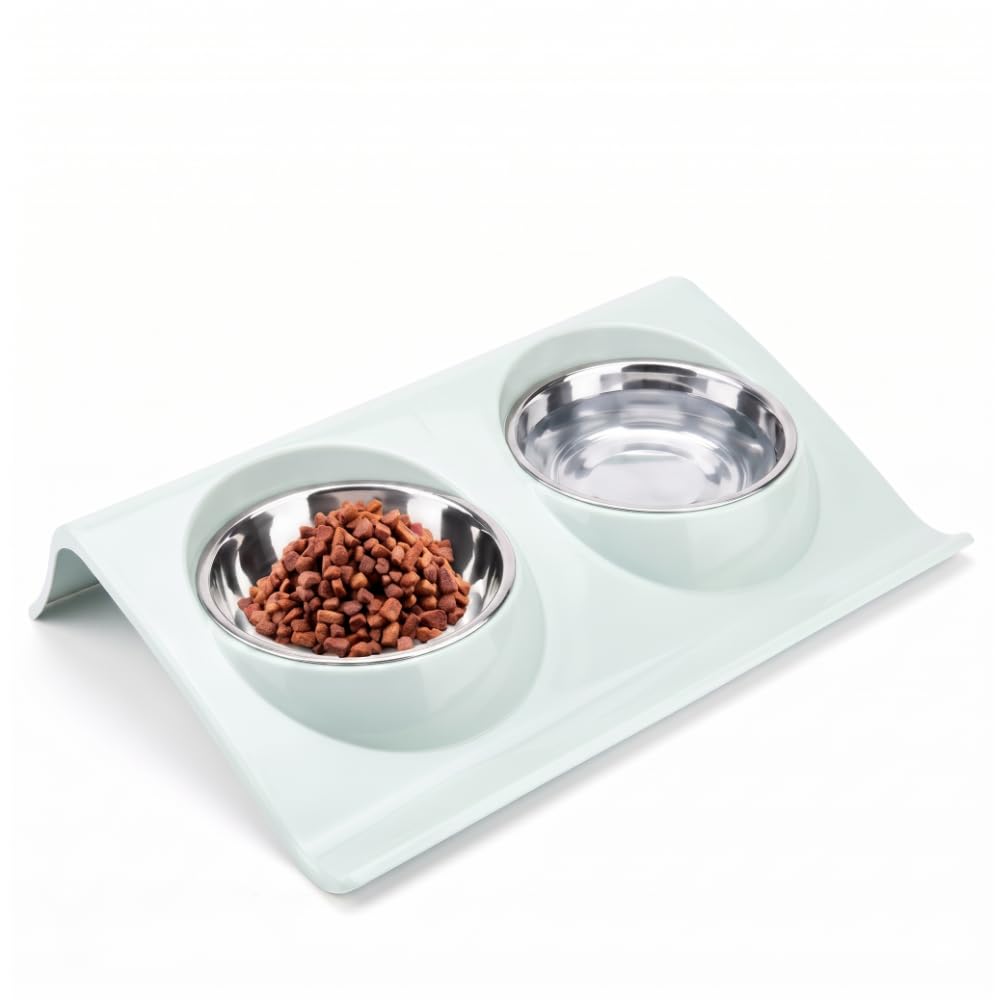 Comedouro e Bebedouro Duplo Elevado Pet em Inox para Gatos e Cachorros Pequenos