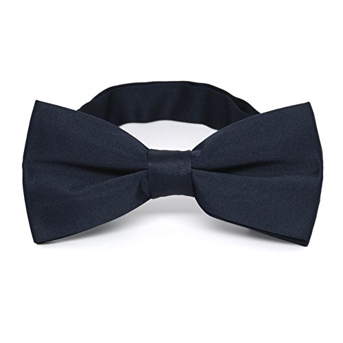 Tiemart Pre-Tied Adjustable Band Collar Bow Tie (Dark Navy Blue) #TOP12