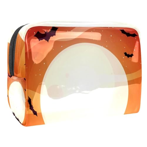 Trousse de maquillage Halloween portable avec double fermeture éclair pour voyage