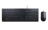 Lenovo Essential, Estándar, Alámbrico, USB, QWERTY, Negro, Ratón incluido