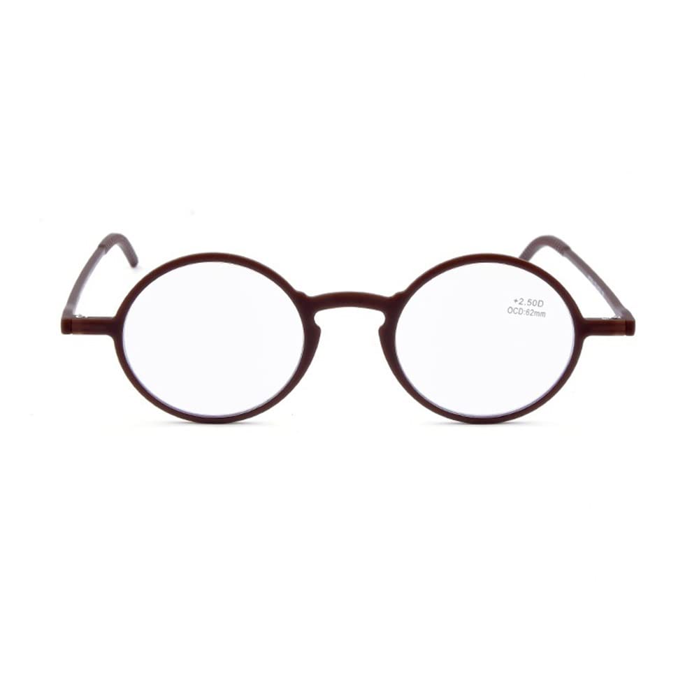 FREAZE Occhiali Da Vista Lettura Vintage Occhiali Da Lettura Rotonda Lente D'ingrandimento Ultramince Computer Occhiali Da Lettura Leggero Portatile Unisex 2.00 (Colore: Brown, Size: 1.5X)