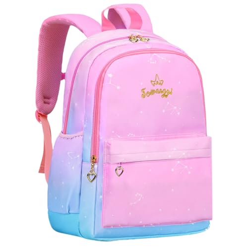 Image of PALAY School Backpack for Girls Large School Backpack for SchoolGirls 6-12 Years Old Colorful Gradient Pink Fashion Primary Schoolgirls Backpack School Gift, Christmas Gift Rakhi Gift