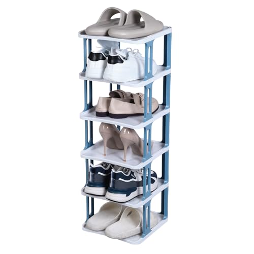 Rangement chaussures vertical compact QUARKZMAN étagère réglable 6 niveaux bleue - 2