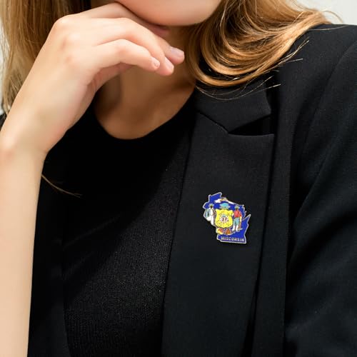 Image of State Shaped Map Lapel Metal Pin Enamel Brooch Keepsake Beautifully Designed for Backpack Hat