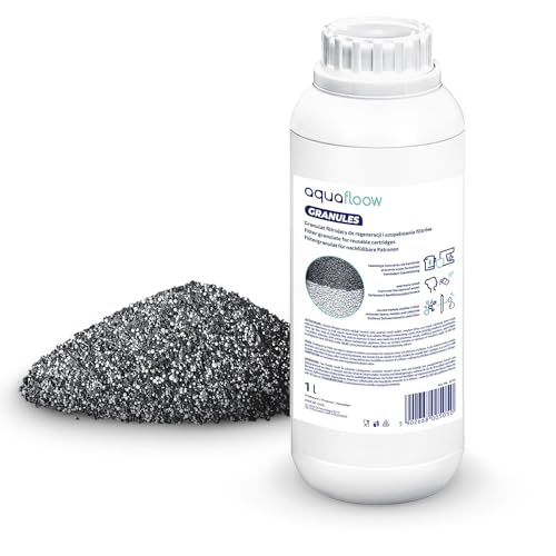 Aquafloow Nachfüllgranulat 1 Liter, Wasserfiltergranulat für Wiederbefüllbare Kartuschen, Universal Nachfüllgranulat für Wasserfilter | Entkalker für Filterkartuschen, Filtergranulat für Kannen