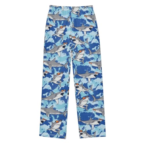Cool Shark Camouflage Boys Long Pants Soft Trousers Elastic Waist Kids Lounge Bottoms with Pockets S-XL