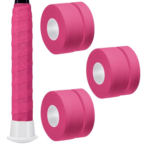 Gemscream 6 Pcs 30 ft Lacrosse Stick Tape 1 Inch 1/2 Inch Non-precut Absorbent Bat Cotton Sweat Grip Tape for Lacrosse Baseball Bats (Pink)