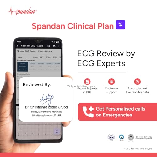 Image of Sunfox Spandan ECG 4.0 with 45 Days Premium Plan | Portable Medical-Grade 12-Lead ECG Machine | Easy Home ECG & Heart Rate Monitoring | Trusted by Doctors | 99.7% Accurate