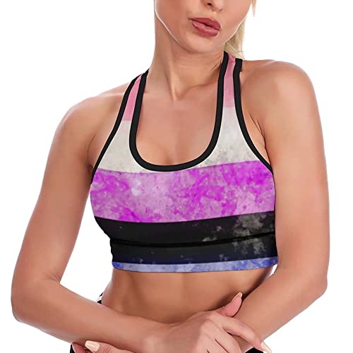 FJAUOQ Watercolor Genderfluid Damen-Sport-BH, ärmellos, bedruckt, Workout, Tanktop, Yoga, Fitnessstudio, BHs, Siehe Abbildung, Large