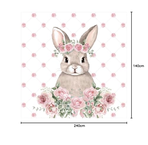 PETTI Artigiani Italiani - Tovaglia Pasqua Antimacchia Rettangolare Copritavolo Pasquale Cucina Disegno Pink Rabbit X12 Posti (140x240 cm) 100% Made in Italy - Immagine 4