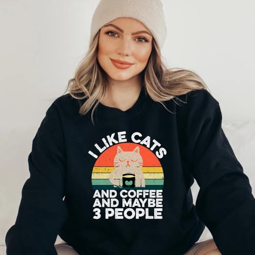 I Like Cats And Coffee Sweatshirt, Long Sleeve Casual Unisex Sweatshirt for Christmas3