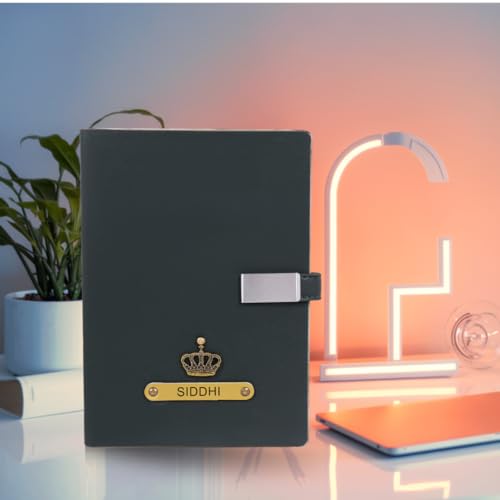 Image of ncgifts Personalized Notebook With Name | Customized Diary | Personalized Notebook A5 200 Ruled Pages Customized Diwali Daily Journal Diaries Diary Gifts for Men Women Friends, Family | Olive