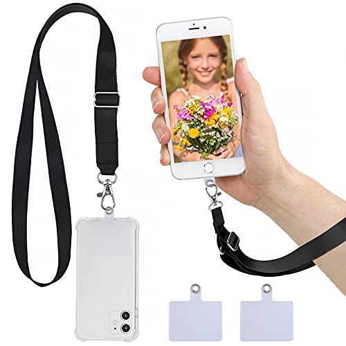 Universelle Dragonne pour Téléphone 2 Pièces Lanière de Téléphone Portable Universelle Sangle de Téléphone Réglable Sangle de cou et Dragonne Sangle de cou Amovible pour la Plupart des Smartphones Cover
