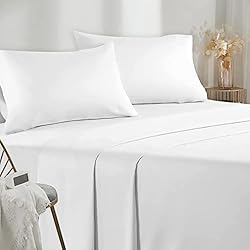 Sabanas Para Hoteles Poligino Sabanas Cama 150 - Juego Sábanas 4 Piezas - Sábanas Bajera Ajustable - Encimera - 2 Funda de Almohada 50x80 (Cama 150-150x190/200 cm, Blanco)